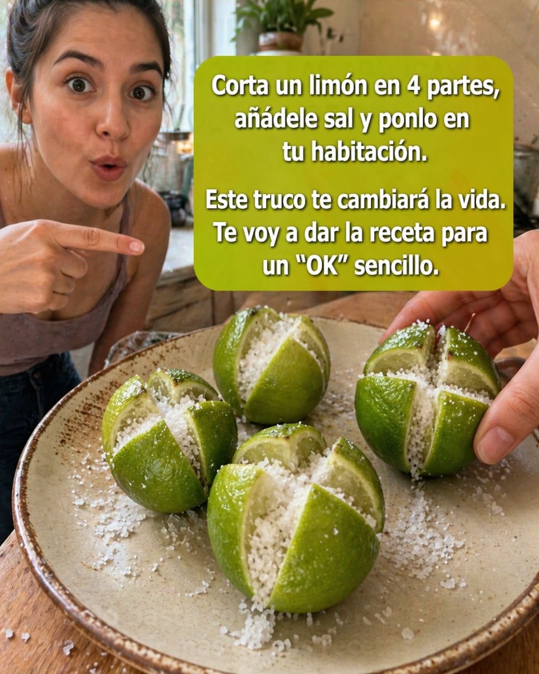 Limón con sal en el cuarto