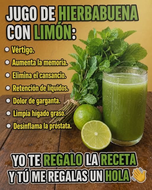 Jugo de hierbabuena con limón