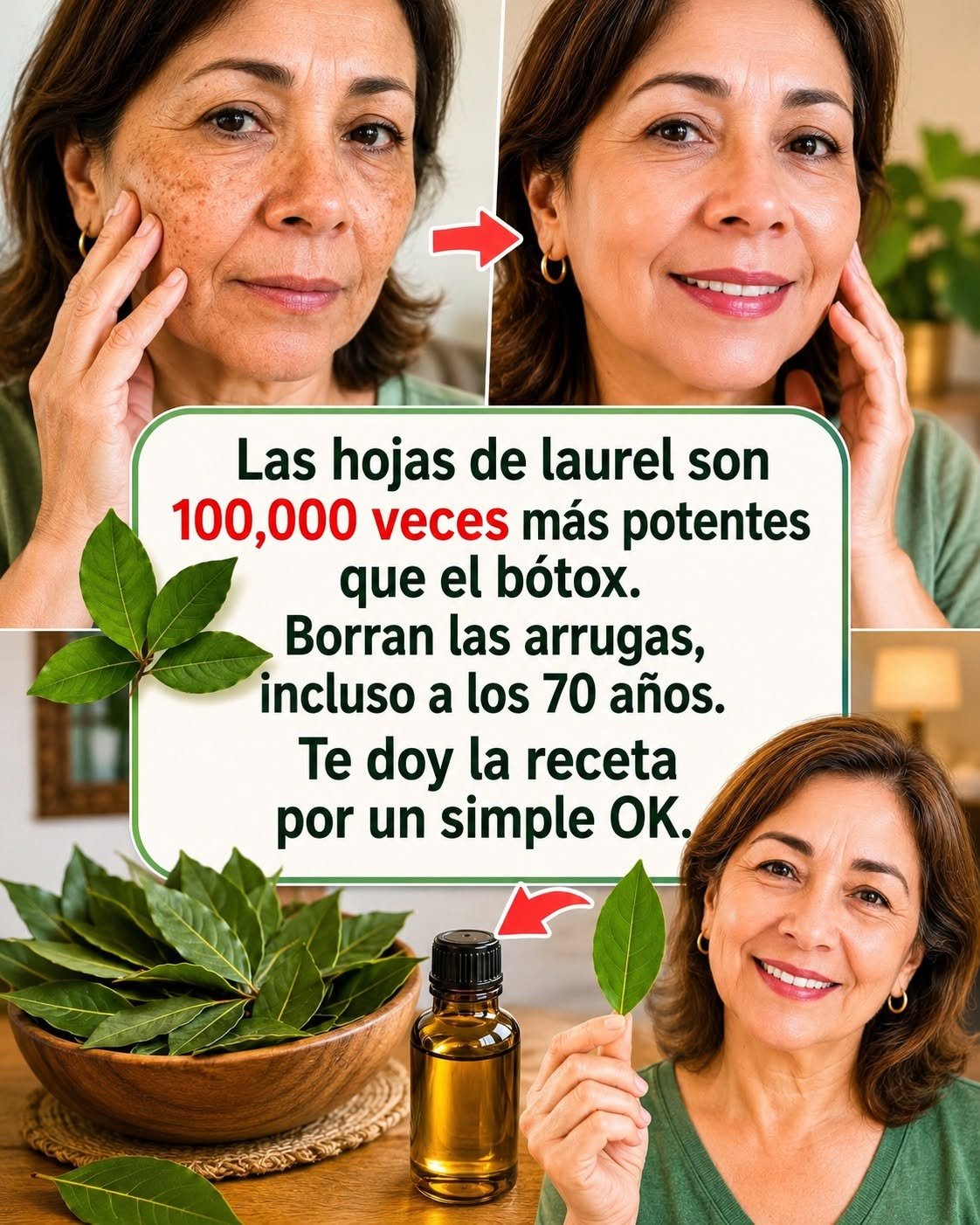Transformación de la piel con hojas de laurel