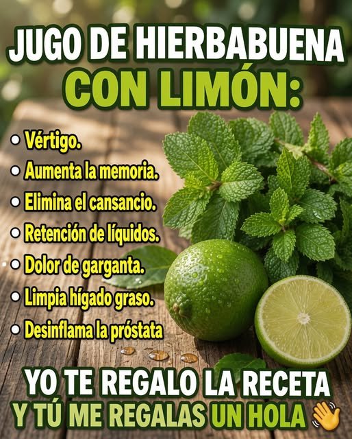 Jugo de hierbabuena con limón