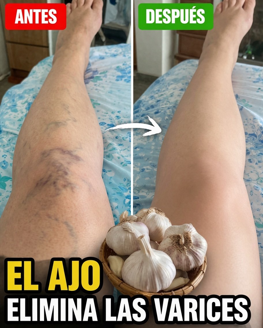 Comparativo de antes y después de usar ajo para las várices