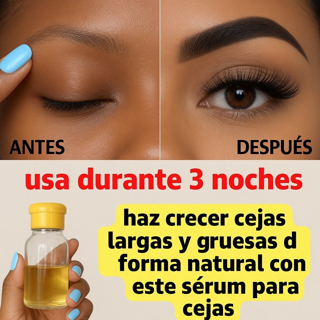 Antes y después del uso del sérum para cejas