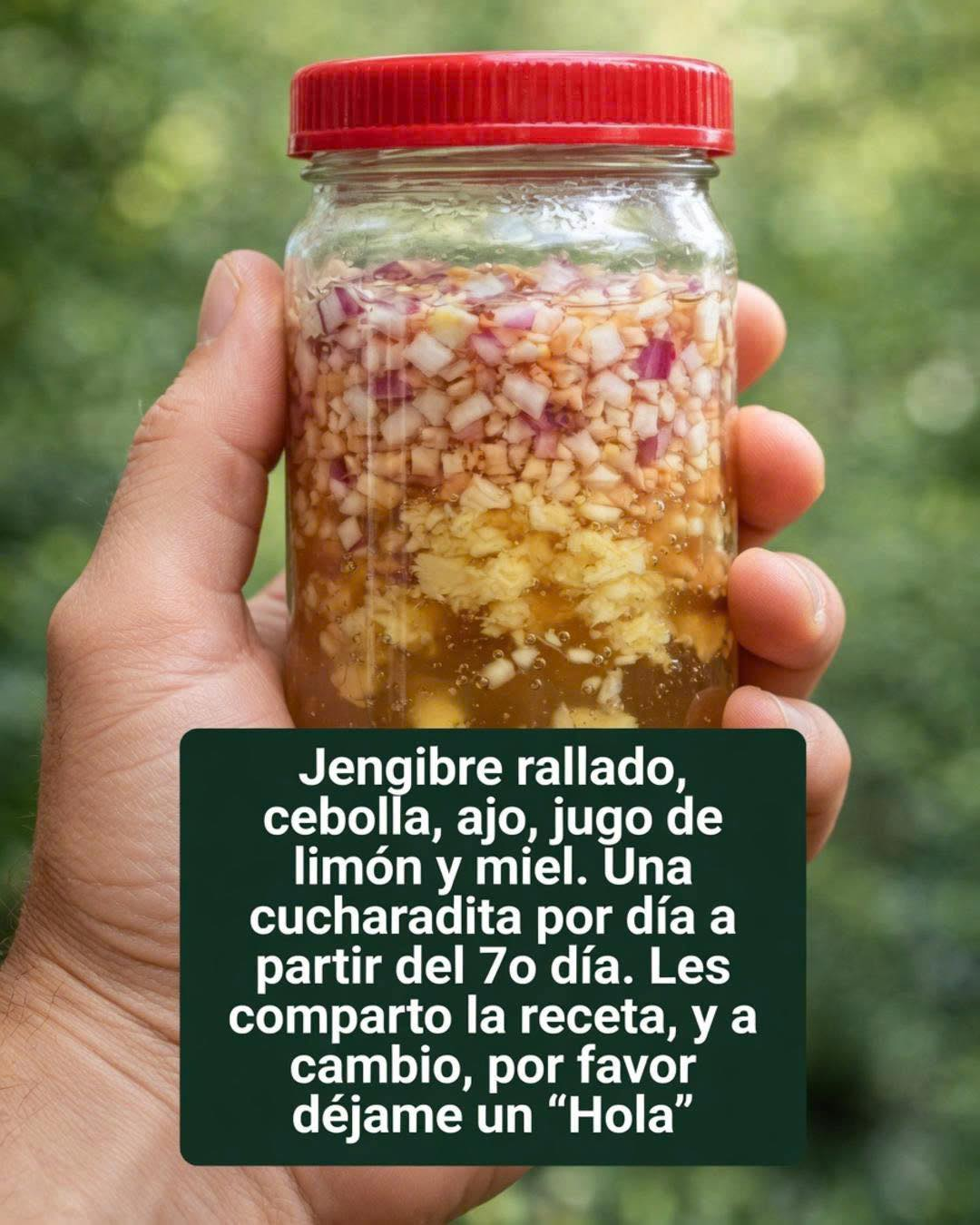 Mezcla de miel, limón, cebolla, ajo y jengibre